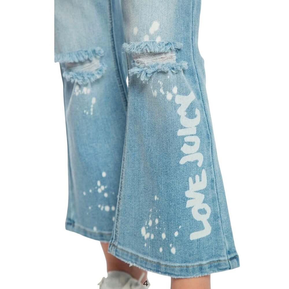 Juicy Couture Kids Mid Rise Cropped Kick Flare Jean Girls 8 Light Wash Denim